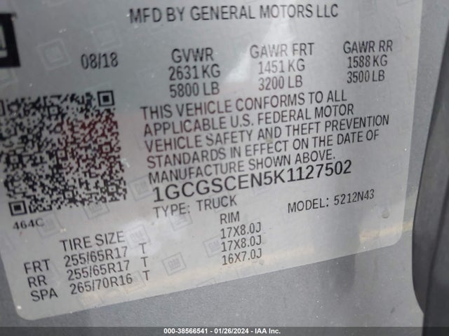 Chevrolet Colorado Lt 2019 1GCGSCEN5K1127502 Image 9