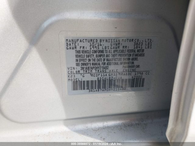 3N1AB7AP0HY215482 Nissan SENTRA S