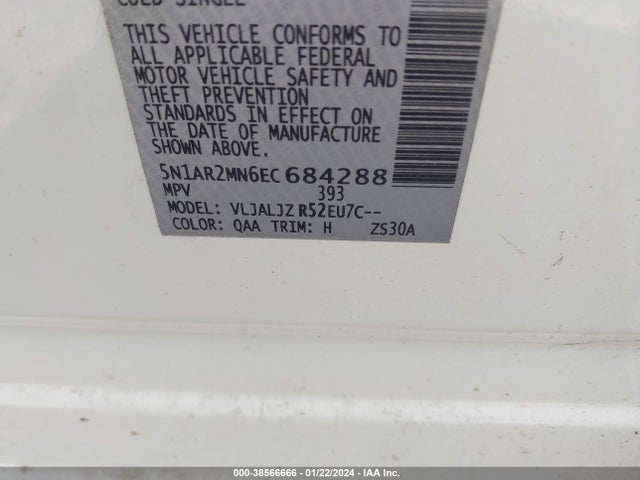 Nissan Pathfinder Platinum 2014 5N1AR2MN6EC684288 Image 9