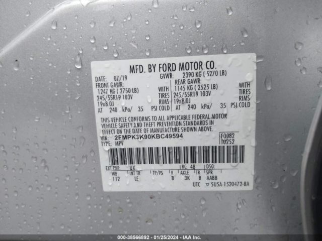 2019 FORD EDGE 2FMPK3K90KBC49594 Photo 8