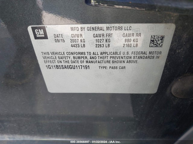 Chevrolet Malibu Limited Ls 2016 1G11B5SA6GU117191 Image 9