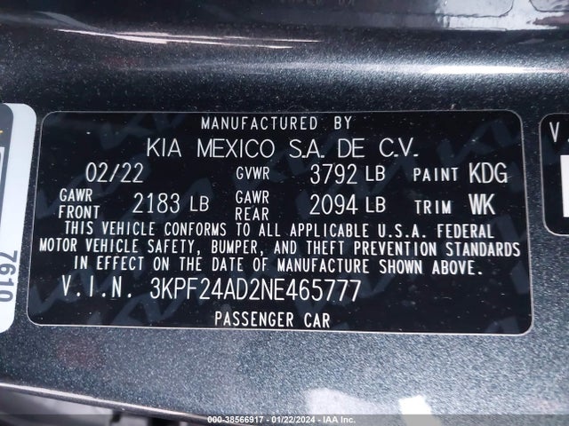 KIA Forte Lxs 2022 3KPF24AD2NE465777 Image 9