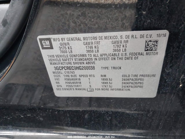 Chevrolet Silverado 1500 1lt 2017 3GCPCREC9HG200038 Image 9