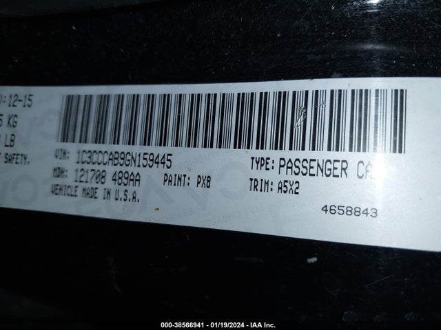 Chrysler 200 Limited 2016 1C3CCCAB9GN159445 Image 9