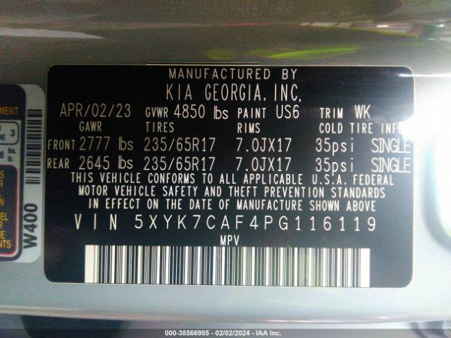 5XYK7CAF4PG116119 KIA Sportage X-pro Prestige