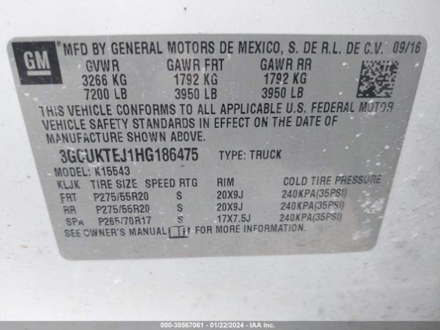 3GCUKTEJ1HG186475 Chevrolet Silverado 1500 High Country