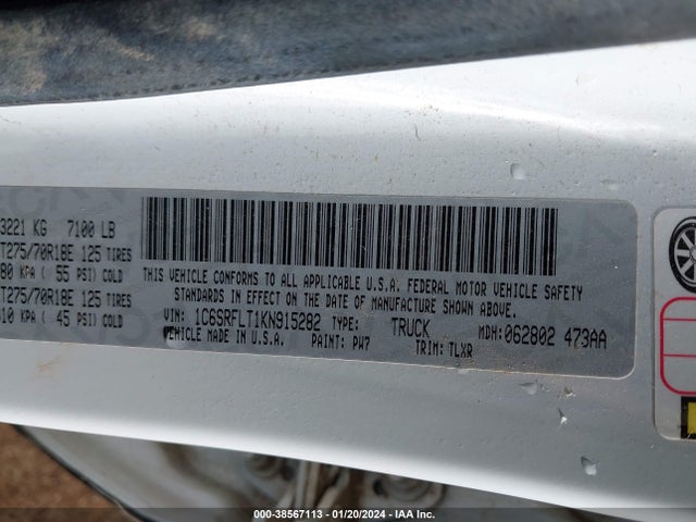 RAM 1500 2019 1C6SRFLT1KN915282 Image 9