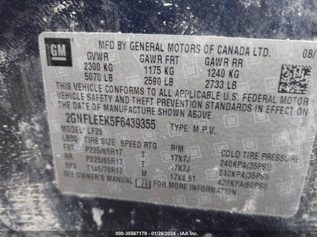2GNFLEEK5F6439355 Chevrolet EQUINOX LS