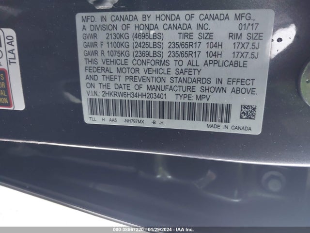 Honda CR-V LX 2017 2HKRW6H34HH203401 Image 9