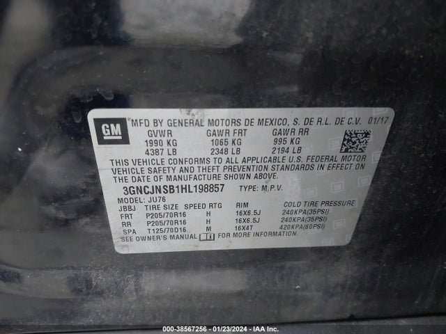 Chevrolet TRAX LS 2017 3GNCJNSB1HL198857 Image 9