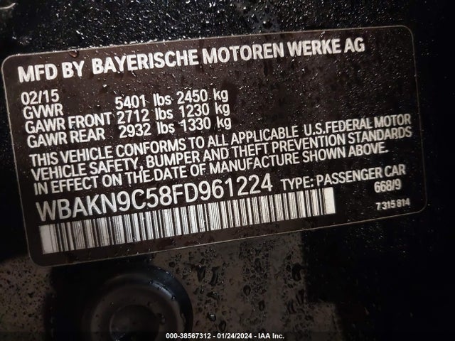 BMW 550i 2015 WBAKN9C58FD961224 Image 9