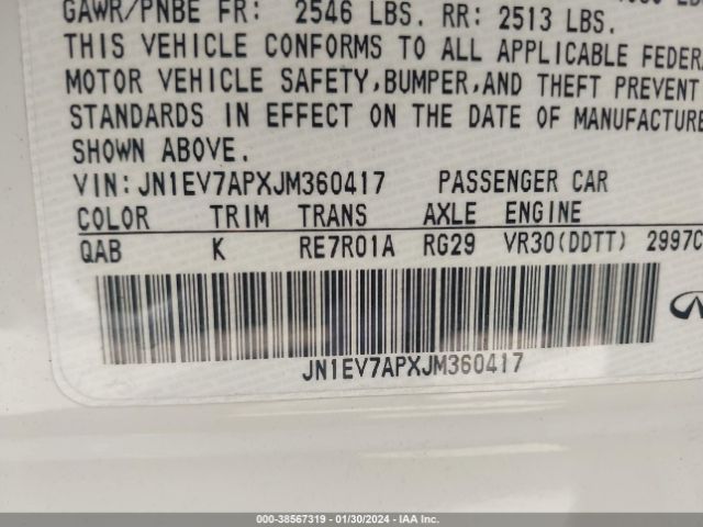 JN1EV7APXJM360417 Infiniti Q50 3.0t Luxe