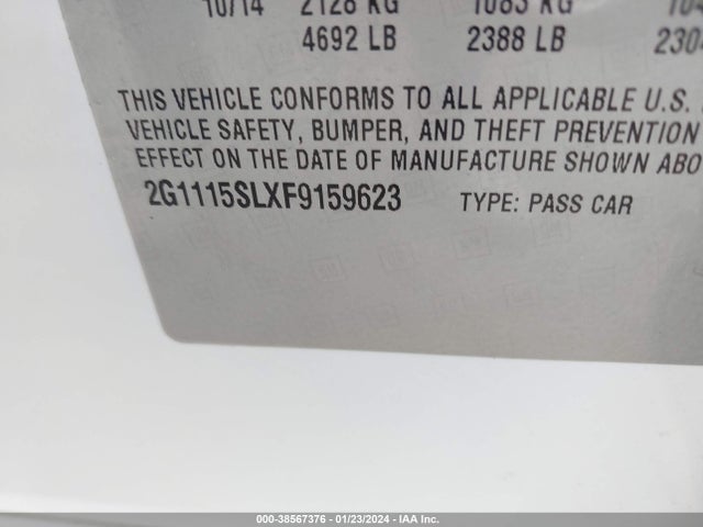 Chevrolet IMPALA 1LT 2015 2G1115SLXF9159623 Image 9