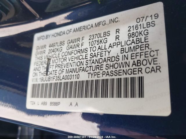 19UUB1F35LA003110 Acura Tlx Standard
