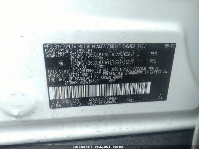 2023 TOYOTA RAV4 XLE HYBRID VIN: 2T3RWRFVXPW181255