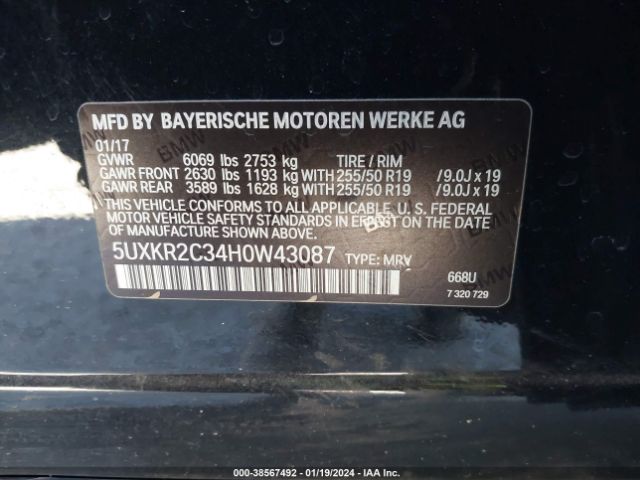 5UXKR2C34H0W43087 BMW X5 Sdrive35i
