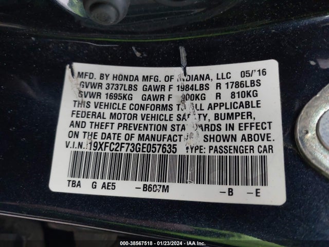 Honda CIVIC EX 2016 19XFC2F73GE057635 Image 9