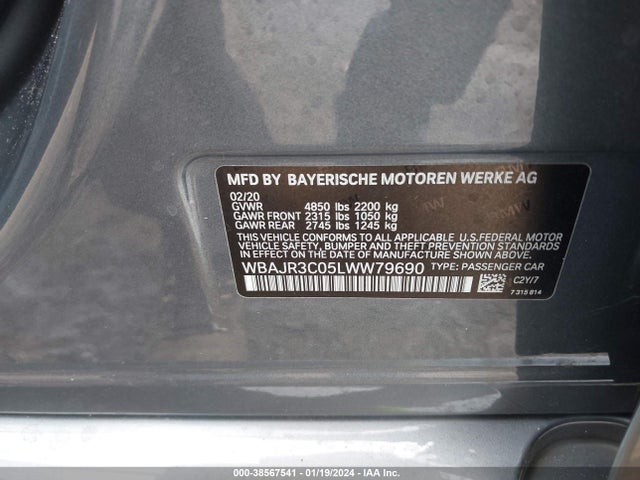 BMW 530I 2020 WBAJR3C05LWW79690 Image 9