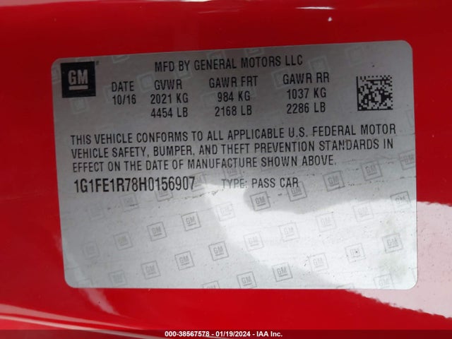 Chevrolet Camaro 1ss 2017 1G1FE1R78H0156907 Image 9