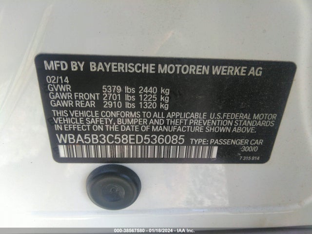 BMW 535i Xdrive 2014 WBA5B3C58ED536085 Image 9