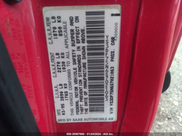 1995 SAAB 900 YS3DF75N6S7021063 Photo 8