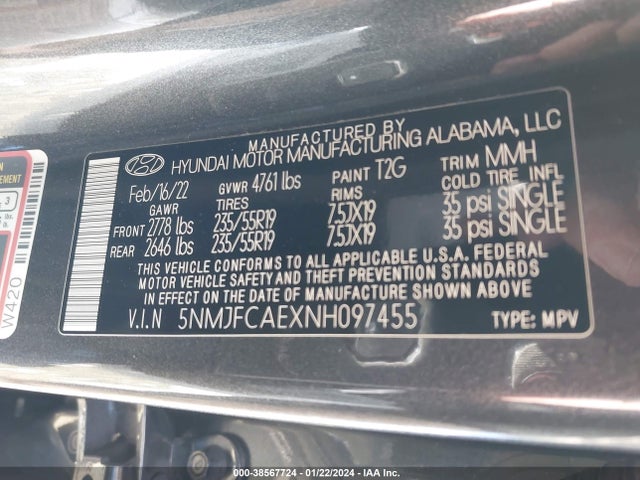 Hyundai TUCSON SEL 2022 5NMJFCAEXNH097455 Image 9