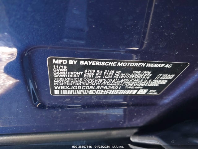 BMW X1 Xdrive28i 2020 WBXJG9C08L5P82591 Image 9