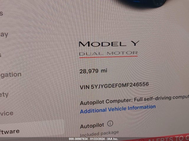 5YJYGDEF0MF246556 Tesla Model Y Performance Dual Motor All-wheel Drive