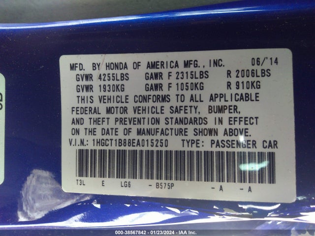 Honda Accord Ex-l 2014 1HGCT1B88EA015250 Image 9
