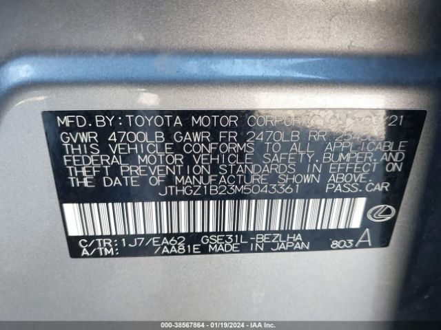 JTHGZ1B23M5043361 Lexus Is 350 F Sport