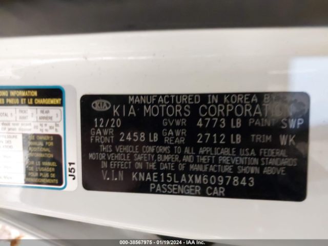 KNAE15LAXM6097843 KIA Stinger Gt-line