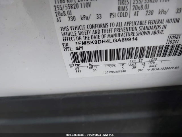Ford EXPLORER XLT 2020 1FMSK8DH4LGA69914 Image 9