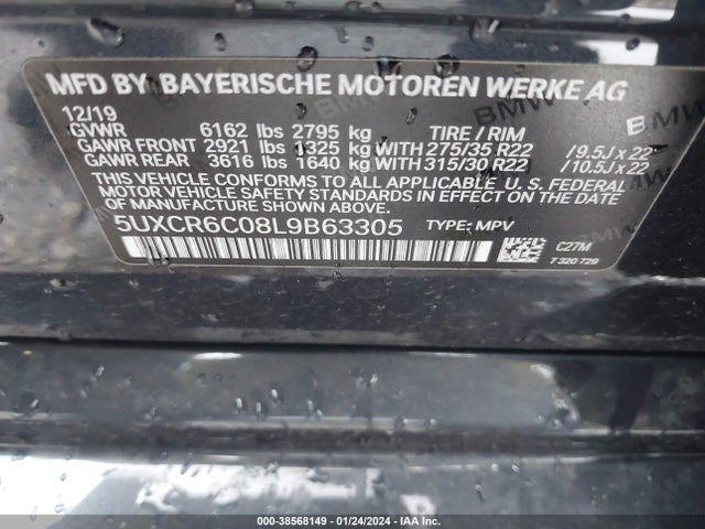 BMW X5 Xdrive40i 2020 5UXCR6C08L9B63305 Image 9