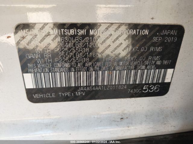 JA4AS4AA1LZ011824 Mitsubishi Eclipse Cross Le 1.5t