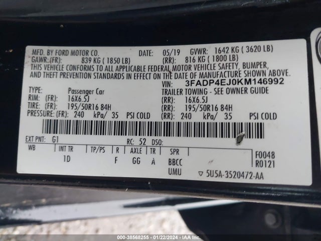 Ford FIESTA SE 2019 3FADP4EJ0KM146992 Image 9