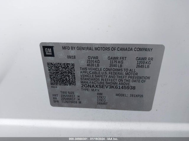 Chevrolet EQUINOX LS 2019 2GNAXSEV3K6145938 Image 9