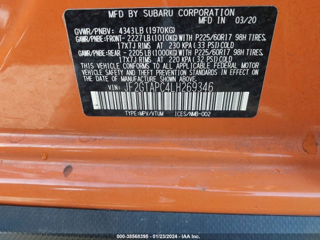 Subaru Crosstrek Premium 2020 JF2GTAPC4LH269346 Image 9