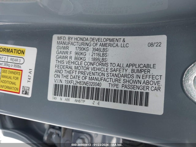 Honda Civic Sport 2022 19XFL2H83NE020040 Image 9