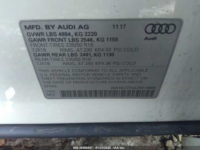 WA1ECCFS3JR019060 Audi Q3 2.0t Premium/2.0t Sport Premium