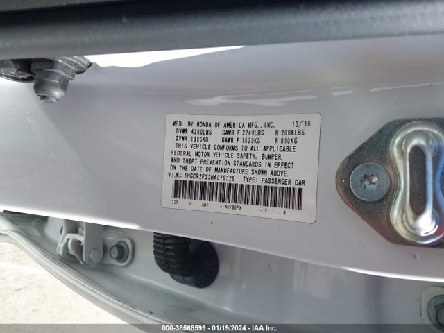 Honda ACCORD LX 2017 1HGCR2F33HA075329 Image 9