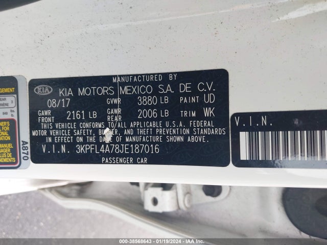 KIA FORTE S 2018 3KPFL4A78JE187016 Image 9