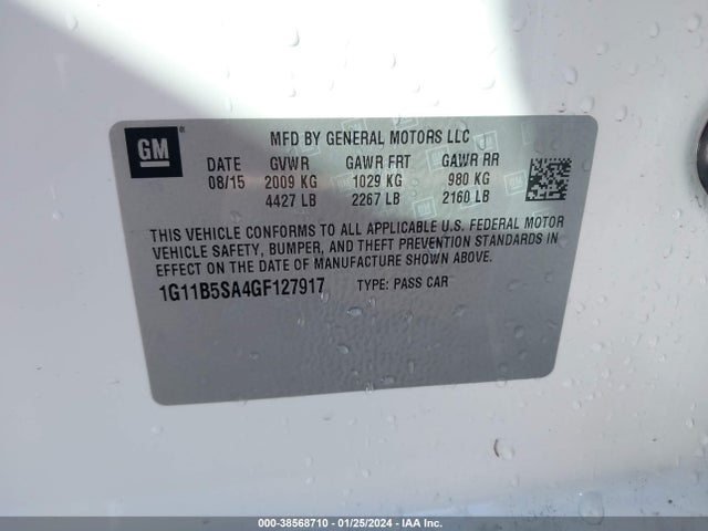 Chevrolet Malibu Limited Ls 2016 1G11B5SA4GF127917 Image 9