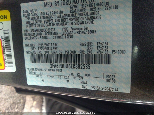 Ford Fusion Hybrid S 2014 3FA6P0UU6ER382535 Image 9
