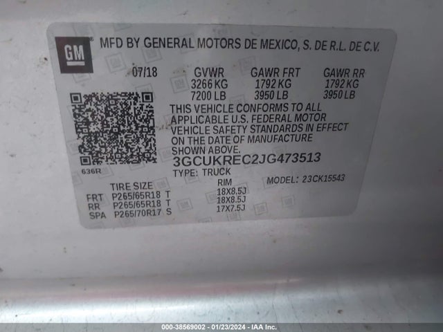 Chevrolet Silverado 1500 2lt 2018 3GCUKREC2JG473513 Image 9