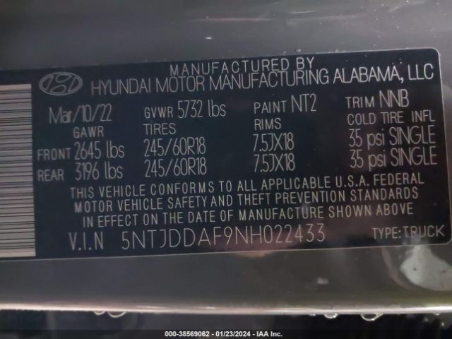 Hyundai Santa Cruz Sel Premium 2022 5NTJDDAF9NH022433 Image 9