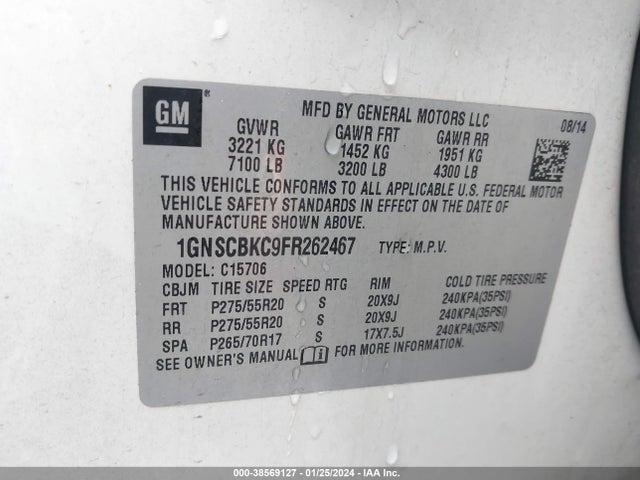 Chevrolet Tahoe Lt 2015 1GNSCBKC9FR262467 Image 9