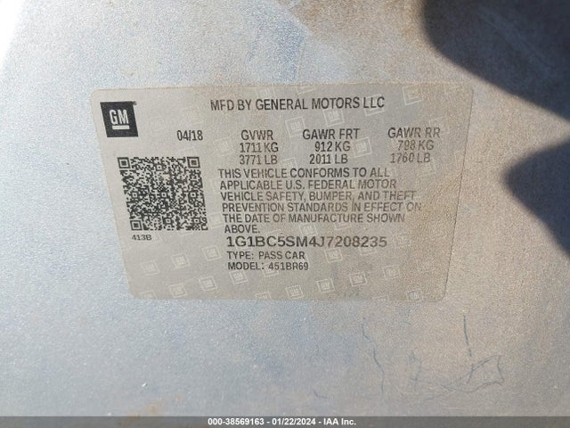 Chevrolet Cruze Ls Auto 2018 1G1BC5SM4J7208235 Image 9