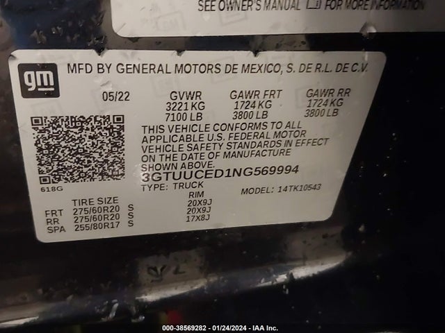GMC Sierra 1500 4wd  Short Box Elevation With 3sb 2022 3GTUUCED1NG569994 Image 9