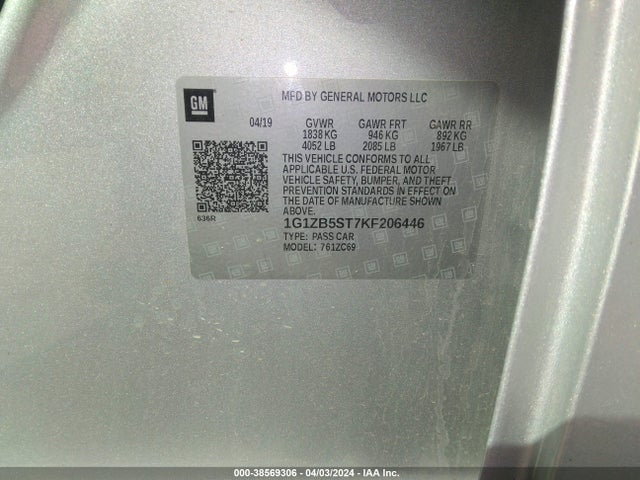 Chevrolet Malibu 1ls 2019 1G1ZB5ST7KF206446 Image 9