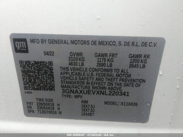 Chevrolet Equinox Awd Lt 2022 3GNAXUEVXNL220341 Image 9